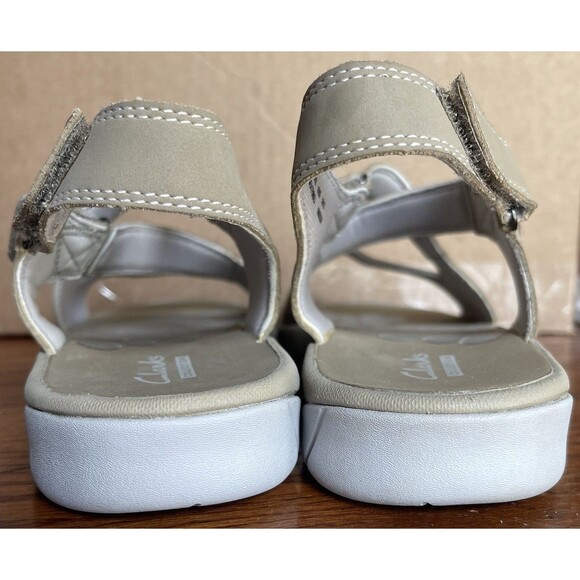 CLARKS Tresca Curve Wedge Sandal Women’s US 9 Greystone Tan Adjustable - Picture 5 of 9